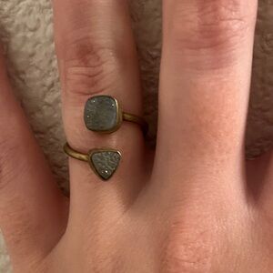 Gold and Grey Stone Adjustable Ring